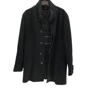 Cardinal Of Canada Mens Black Double Mock Neck Remove Bib 100%Wool Car Coat 40